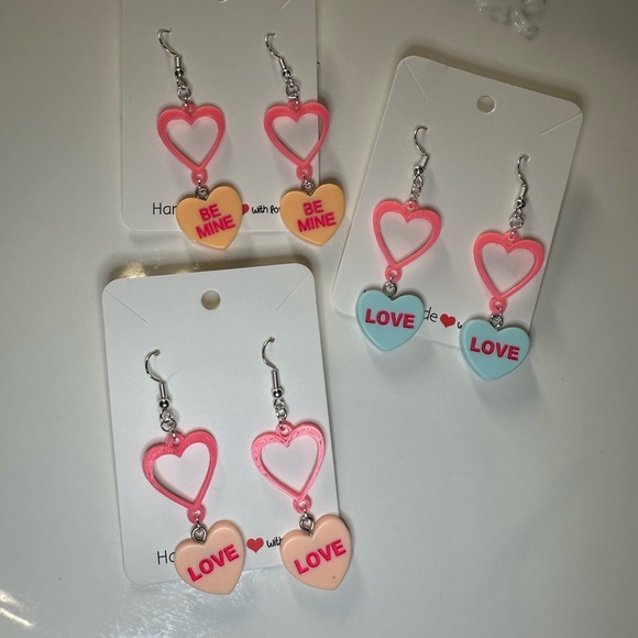 Handmade Jewelry - Handmade Candy Heart Love or Be Mine Earring NEW